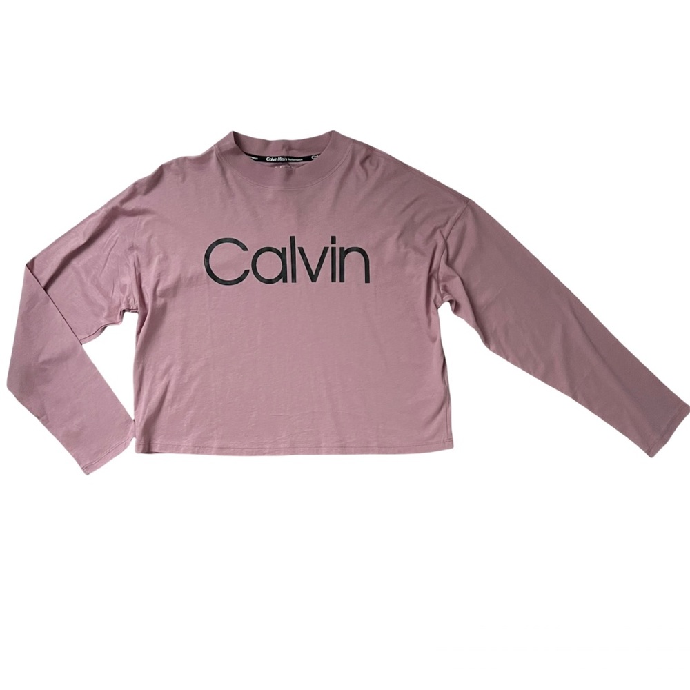 Calvin Klein Performance Long Sleeve Cropped Tee Pink/Purple Medium NWT